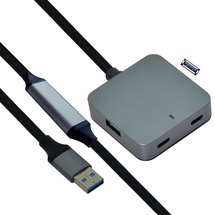 Value USB 3.2 Gen 1 Hub, (2x USB-A + 2x USB-C), mit Verlängerungskabel, schwarz, 10 m