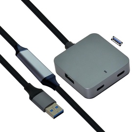 Value USB 3.2 Gen 1 Hub, (2x USB-A + 2x USB-C), mit Verlängerungskabel, schwarz, 10 m