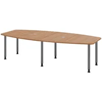 Bümö Konferenztisch, Nussbaum, Graphit, Nachbildung,Nussbaum, Oval, 280x74x130 cm, FSC