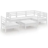 vidaXL 6-tlg Garten-Lounge-Set Massivholz Kiefer Weiß