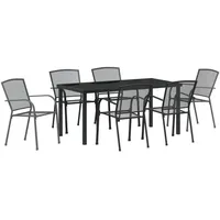 VidaXL 7-teiliges Garten-Ess-Set Anthrazit Stahl
