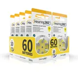 Hearing360 Hörgerätebatterien PR70 Größe 10, Quecksilberfreie Batterien extra langlebig und zuverlässig (10 Blister, 60 Batterien)