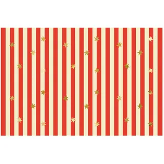 Partydeco Papiertischdecke 180x120cm - Papier Tischdecke gestreift mit Sternen - Tischtuch Tisch Decke als Partytischdecke für Kindergeburtstag Geburtstag Party - Partydeko & Tischdeko - Rot Creme Gold