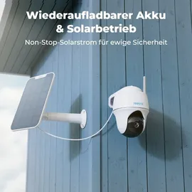 Reolink 3MP Argus PT Lite+SP Überwachungskamera Solarbetrieben Außenbereich Personen-/Fahrzeugerkennung,Solarbetrieben,2,4 GHz WLAN,2 Wege-Audio - Weiß