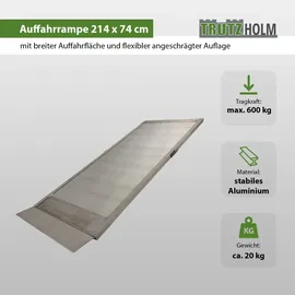 Baumarktplus TRUTZHOLM 1 x Breitrampe 214 x 74 cm Traglast 600 kg Alu grau geriffelt Auffahrrampe Eventrampe Laderampe