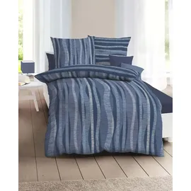 KAEPPEL Curvy Gestreift Blau 135 x 200 cm + 80 x 80 cm