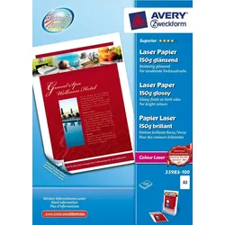 Avery Zweckform Fotopapier Laser A3 150g/qm hochglänzend VE=9x100 Blatt
