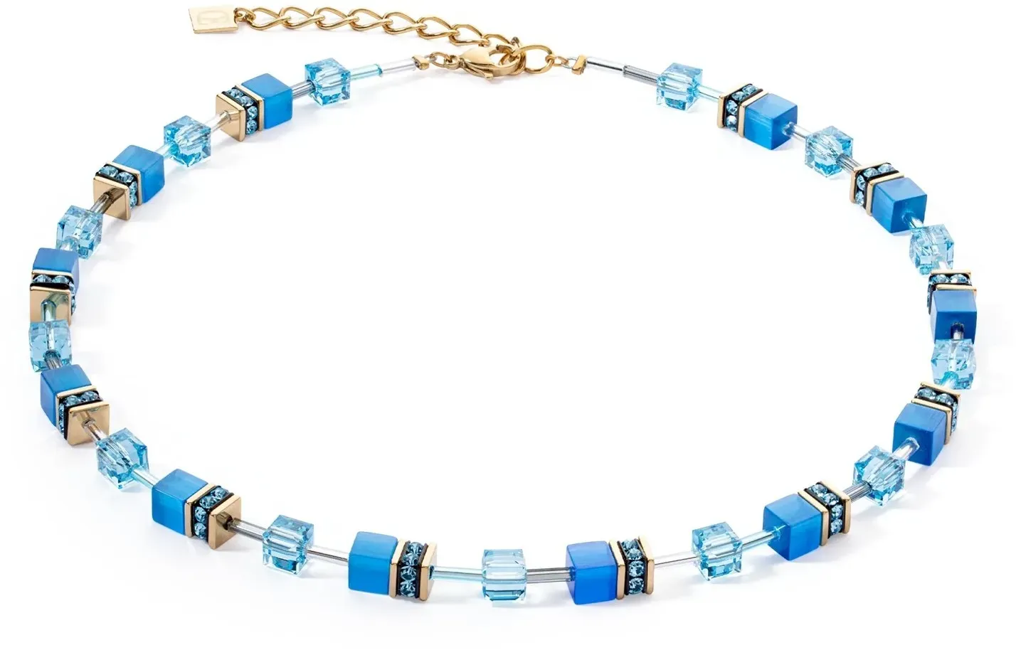 Coeur De Lion Damen Halskette 4020/10-0600 GeoCUBE® Iconic Mono Gold blau