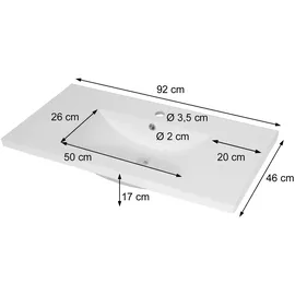 Mendler HWC-D16 Waschtisch 92 x 30 cm