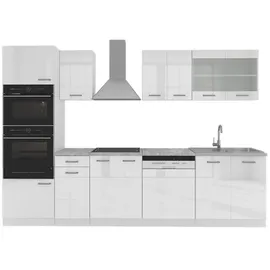 Vicco Küchenzeile R-Line 300 cm Weiß Hochglanz