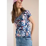 Cecil V-Shirt CECIL, Damen, Gr. M (40), universal blau, Stoff, 50% Modal, 50% Baumwolle, gemustert, comfort fit normal, V-Ausschnitt, normaler Saum, Shirts, mit abgerundetem V-Ausschnitt, Topseller