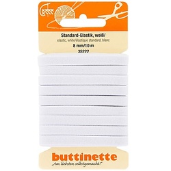 buttinette Gummiband "Standard-Elastik", weiß, Breite: 8 mm, Länge: 10 m