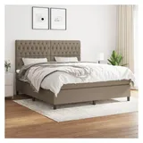 vidaXL Boxspringbett mit Matratze Taupe 180x200 cm Stoff