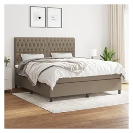 vidaXL Boxspringbett mit Matratze Taupe 180x200 cm Stoff