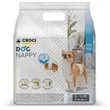Croci Hundewindel - Hundewindeln für Rüden - Hundeunterhose zum Pinkeln - Hygiene Wickelwindel für Rüden, geruchshemmend, Einweg, 12 Stück, Größe S, 30-40 cm