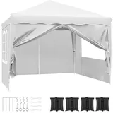 Pavillon 3x3 Wasserdicht Stabil Winterfest, Faltpavillon Faltbar Gartenzelt,Pop Up Partyzelt,Falt Pavillon Zelt mit 4 Seitenwänden,UV Schutz 50+ Metall-Verstrebungen für Camping (Weiß)