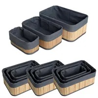 Estexo Bambuskorb Aufbewahrungsbox 4er Set mit je 3 Größen