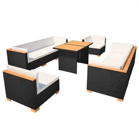 vidaXL Polyrattan Lounge-Set 10-tlg. schwarz inkl. Auflagen 42753