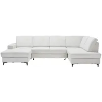 Stylife Wohnlandschaft, Creme, Textil, 4-Sitzer, Ottomane rechts, U-Form, 317x185 cm, Made in EU, Rücken echt, Wohnzimmer, Sofas & Couches, Wohnlandschaften, Wohnlandschaften in U-Form