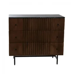 Kommode mit 3 Schubladen Belgrad - Braun Rechteck Holz Amadeus 45x85 cm