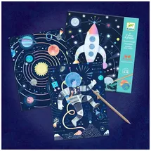 Djeco Kratzbilder Ausflug ins All, Multicolour,