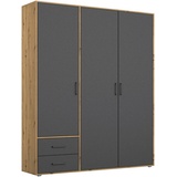 Rauch BLUE Kleiderschrank Voyager 140 x 194 cm Dekor Grau-Metallic