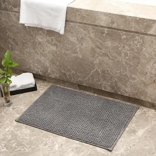 Mateju Chenille Badezimmerteppich - Weich Badteppich rutschfest Badematte Badvorleger Saugfähige Maschinenwaschbare für Badewanne Dusche Toilette Hunde (40x60CM,Dunkelgrau)