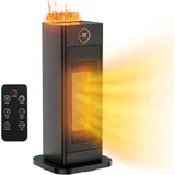 Elektrischer Terrassenheizer - Keramik-Heizlüfter - 2000 W - Energiesparend - Mit Luftbefeuchter - LED-Flammeneffekt - Leise - Schnelle Aufheizung