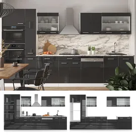 Vicco Küchenzeile R-Line 350 cm Anthrazit Hochglanz/Weiß
