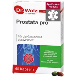 Dr. Wolz Prostata pro, speziell für die Gesundheit des Mannes, mit Vitaminen, Lycopin, Leinsamen-Extrakt und biologisch gebundenem Selen, 2x20 Kapseln