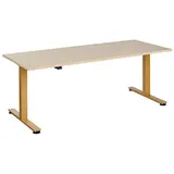 HAMMERBACHER XMST19 elektrisch höhenverstellbarer Schreibtisch eiche rechteckig, T-Fuß-Gestell gold 180,0 x 80,0 cm