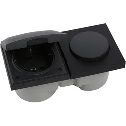 BERKER Berker Integro Pure Elemente schwarz matt - Schalter, Steckdose mit Deckel