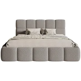 Selsey Cloudy - Bett mit Polsterrahmen, Boucle-bezug in Grau, 140 cm
