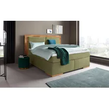 Home Affaire Boxspringbett HOME AFFAIRE "Cup", grün (olive), B:230cm L:206cm, Bezug: Luxus-Microfaser (100% Polyester);Bezug: Microfaser (100% Polyester), Komplettbetten, Boxspringbett, mit Massivholzrahmen, mit Topper, in 2 Härtegraden, in 3 Breiten