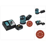 Makita DBO 180 RT1 Akku Exzenterschleifer 18 V 125 mm + 1x Akku 5,0 Ah + Ladegerät + 50x Schleifpapier K 320