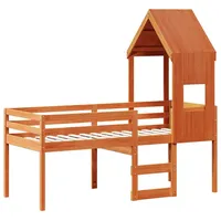 VidaXL Hochbett mit Dach Wachsbraun 90x190 cm Massivholz Kiefer