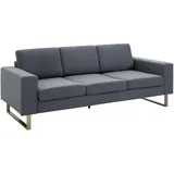 Homcom Sofa Stoffsofa Sitzmöbel Kissen Armlehne Leinen dunkelgrau 200 x 82 cm