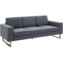 Homcom Sofa Stoffsofa Sitzmöbel Kissen Armlehne Leinen dunkelgrau 200 x 82 cm