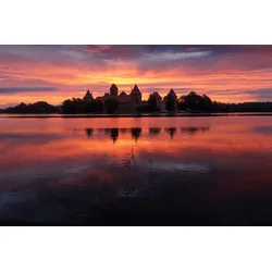 Fototapete PAPERMOON "Haus am See", bunt, B:3,50m L:2,60m, Vlies, Tapeten