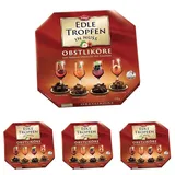 Edle Tropfen in Nuss Obstliköre 250g, flüssig gefüllte Schokoladenpralinen mit Milchschokoladen-Überzug und knackigen Haselnuss-Splittern (Packung mit 4)