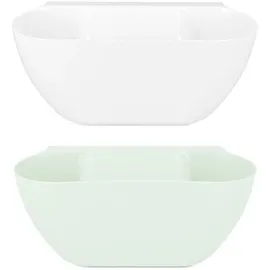 Navaris 2x Auffangschale für Küchenabfälle zum Einhängen - 2er Set Mülleimer Abfall Behälter für Bio Müll - Abfalleimer in mint und weiß