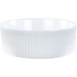Aufsatzwaschbecken Keramik Rillen-Optik weiß rund ⌀ 37 cm GELDO