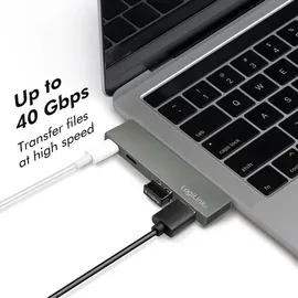 Logilink USB 3.2 Gen2x2 4-Port, PD, silber