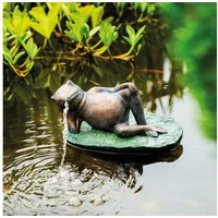 esotec Wasserspeier Solar Teichfigur Komplettset Frosch auf Seerosenblatt H=17cm 101664