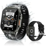 Smartwatch Damen Herren,Smartwatch mit Telefonfunktion,1.96"HD Fitness Tracker Uhr,123 Sportmodi Pulsmesser Schrittzähler Aktivitätstracker IP68-... - Schwarz