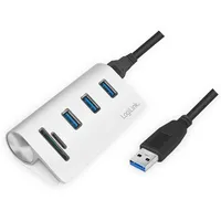 Logilink CR0045 3+2 Port USB 3.0 Hub 3-port mit Kartenleser für SD - Weiß