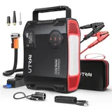 UTRAI Starthilfe Powerbank,6000A 150PSI Kompressor, 5-in-1 Powerbank Auto Starthilfe,27000mAh Tragbare Starter Powerbank Starthilfegerät mit QC3.0 Schnelles Aufladen,LED Taschenlampe