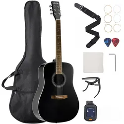 VEVOR Dreadnought Akustik Gitarre 1041,4 mm Anfängerpaket Erwachsene Schwarz