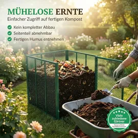 homeluxworld Garten Komposter Metall 750L 100x100x75 cm Grün