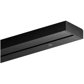BestLivings Gardinenschiene Schwarz (480cm / 1-läufig) Vorhangschiene Komplettset inkl. Zubehör (Befestigungs-Set, Seitendeckel, Gardinenröllchen)
